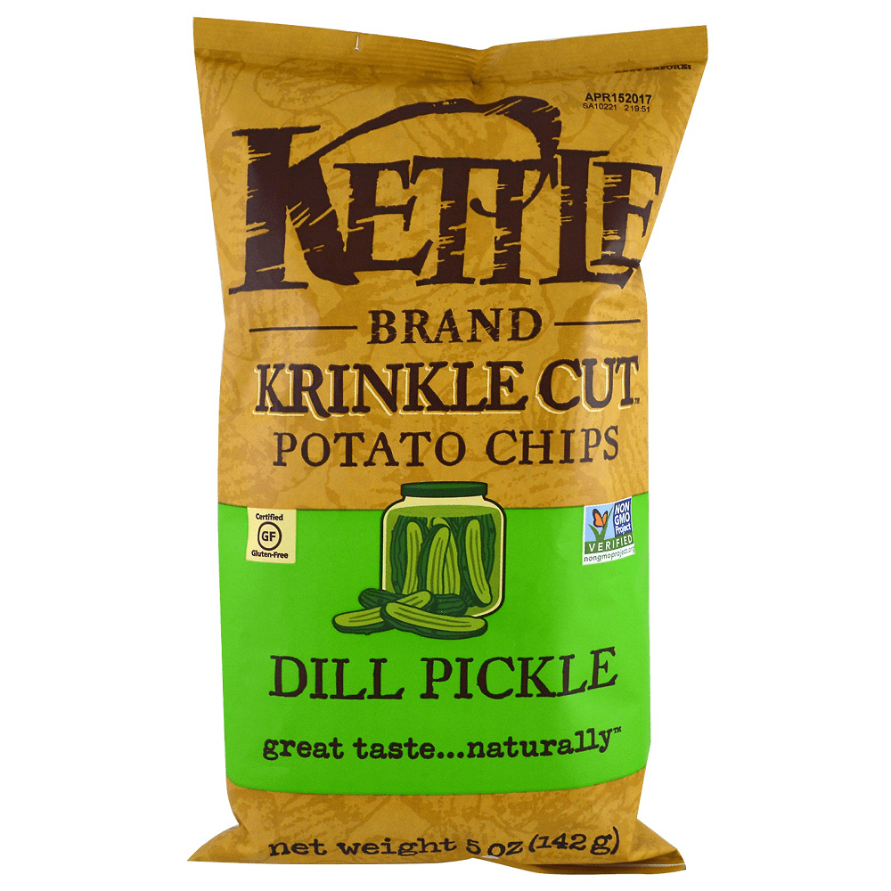 Kettle Brand Krinkle Cut Dill Pickle Potato Chips, 5 oz [Pack of 15