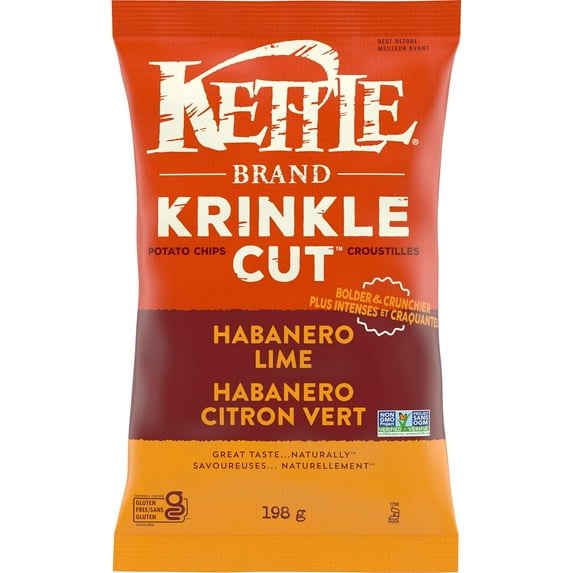 Kettle Brand Krinkle Cut Habanero Lime Flavored Potato Chips 198g/7 oz