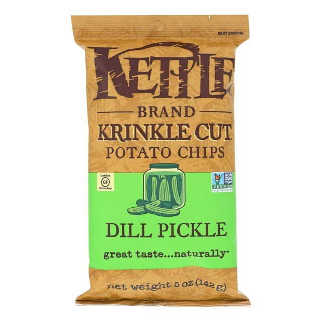 Kettle Brand Krinkle Cut Potato Chips Dill Pickle Case of 15 5 oz