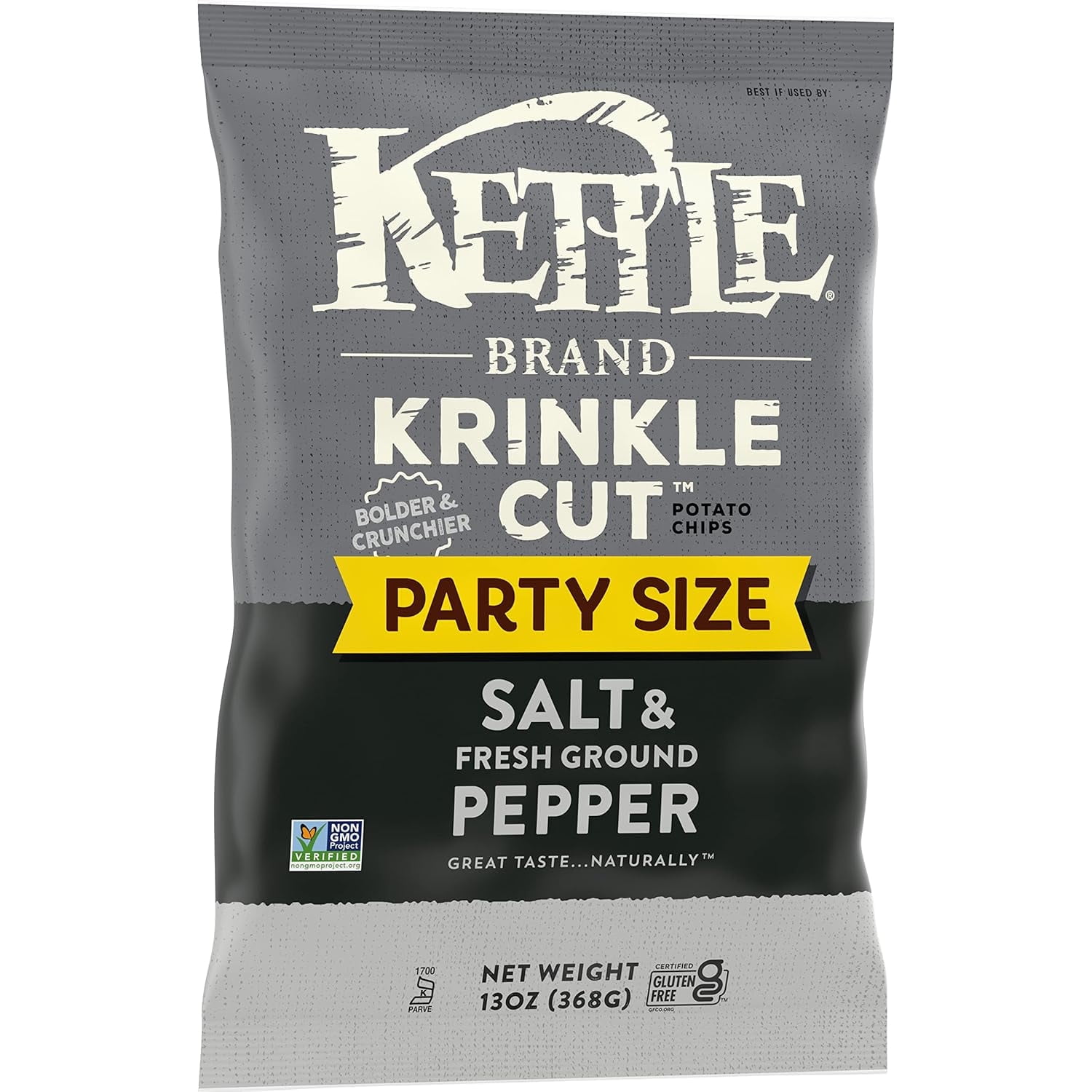Kettle Brand Krinkle Cut Potato Chips Salt & Fresh Ground Pepper - 13 oz Pack of 4