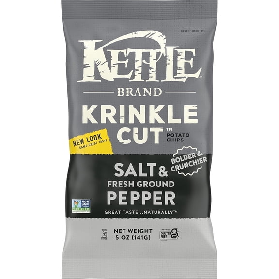 Kettle Brand Krinkle Potato Chips Salt & Pepper - 5 oz Pack of 3