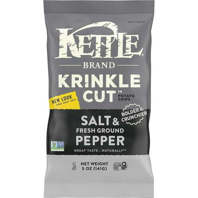 Kettle Brand Krinkle Potato Chips Salt & Pepper 5 oz Pack of 3