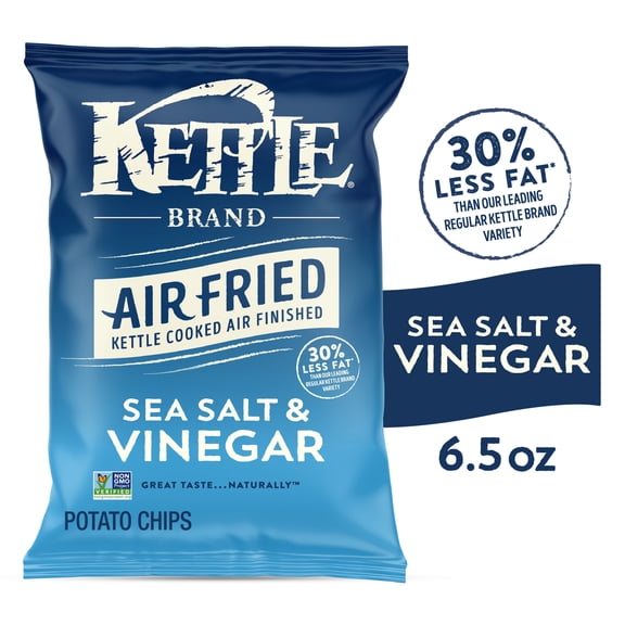 Kettle Brand Potato Chips, Air Fried Sea Salt & Vinegar Kettle Chips, 6.5 oz Bag