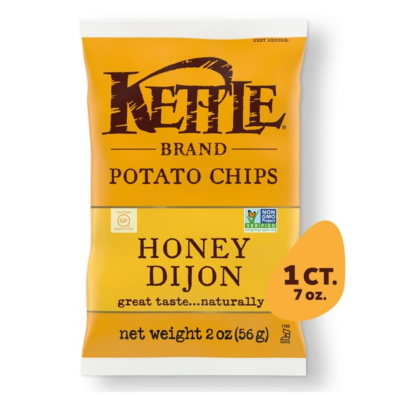 Kettle Brand Potato Chips, Honey Dijon Kettle Chips, Snack Bag, 2 oz