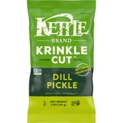 Kettle Brand Potato Chips, Krinkle Cut, Dill Pickle Kettle Chips, 5 oz