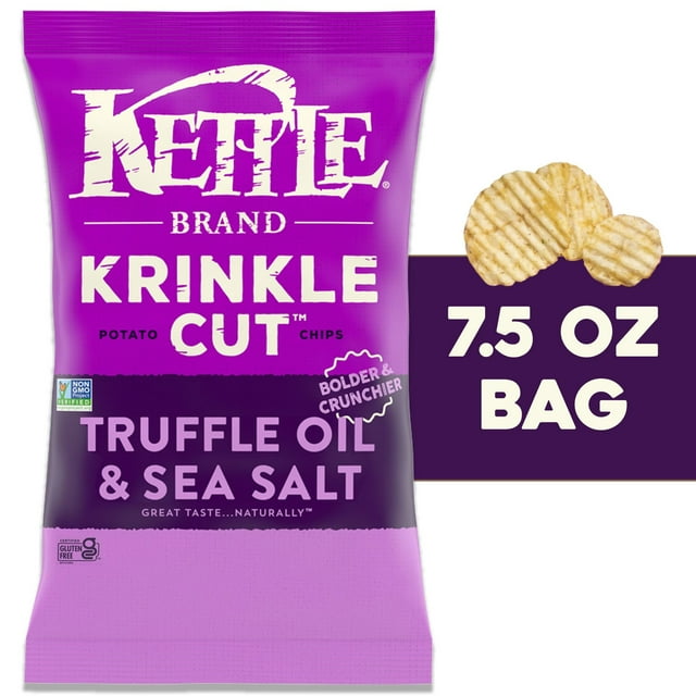Kettle Brand Potato Chips, Krinkle Cut, Truffle Oil & Sea Salt Kettle
