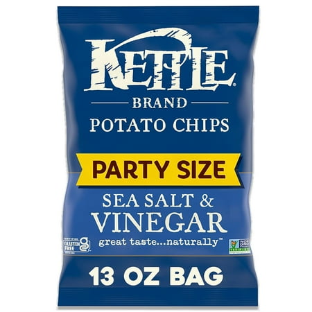 Kettle Brand Potato Chips Party Size Sea Salt & Vinegar - 13 oz Pack of 4
