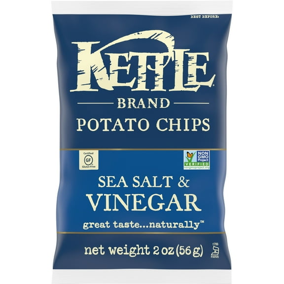 Kettle Brand Potato Chips, Salt & Vinegar Kettle Chips, 2 oz
