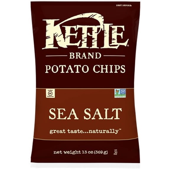 Kettle Brand Potato Chips, Sea Salt Kettle Chips, Party Size, 13 Oz (Pack of 9)