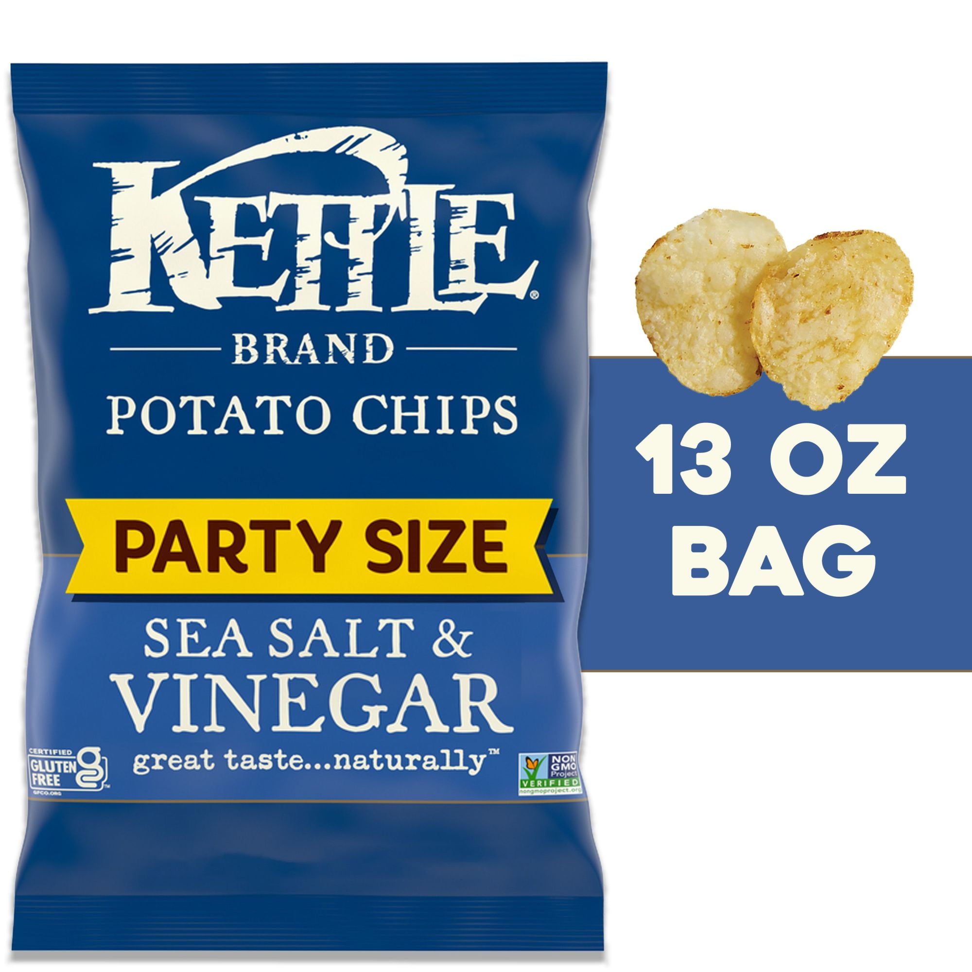 Kettle Brand Potato Chips, Sea Salt Kettle Chips, Party Size, 13