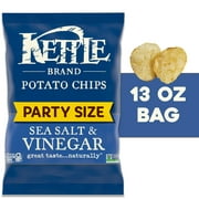 Kettle Brand Potato Chips, Sea Salt & Vinegar Kettle Chips, Party Size, 13 oz