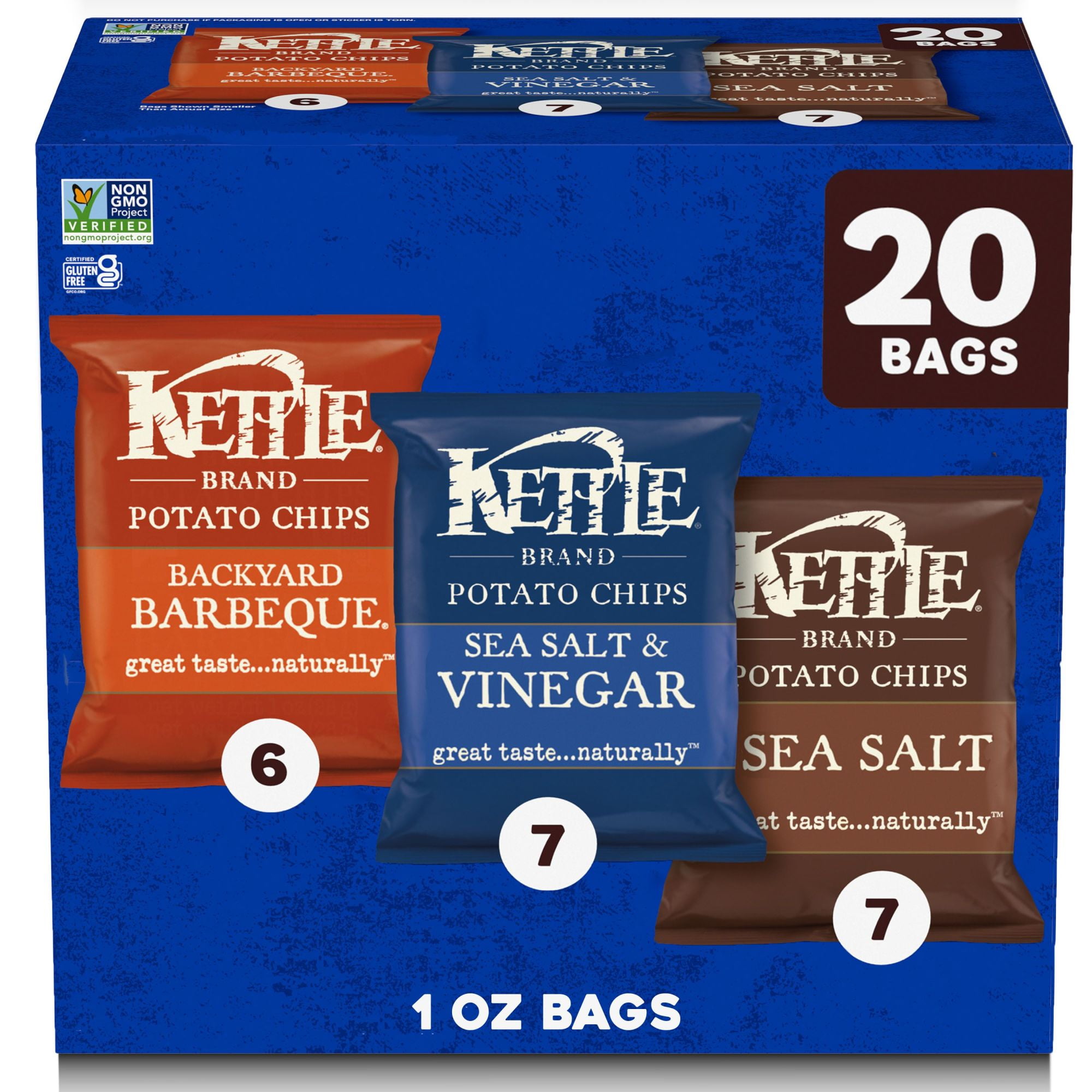 Kettle Brand Potato Chips, Variety Pack, 1 oz Snack Bags, 20 Ct