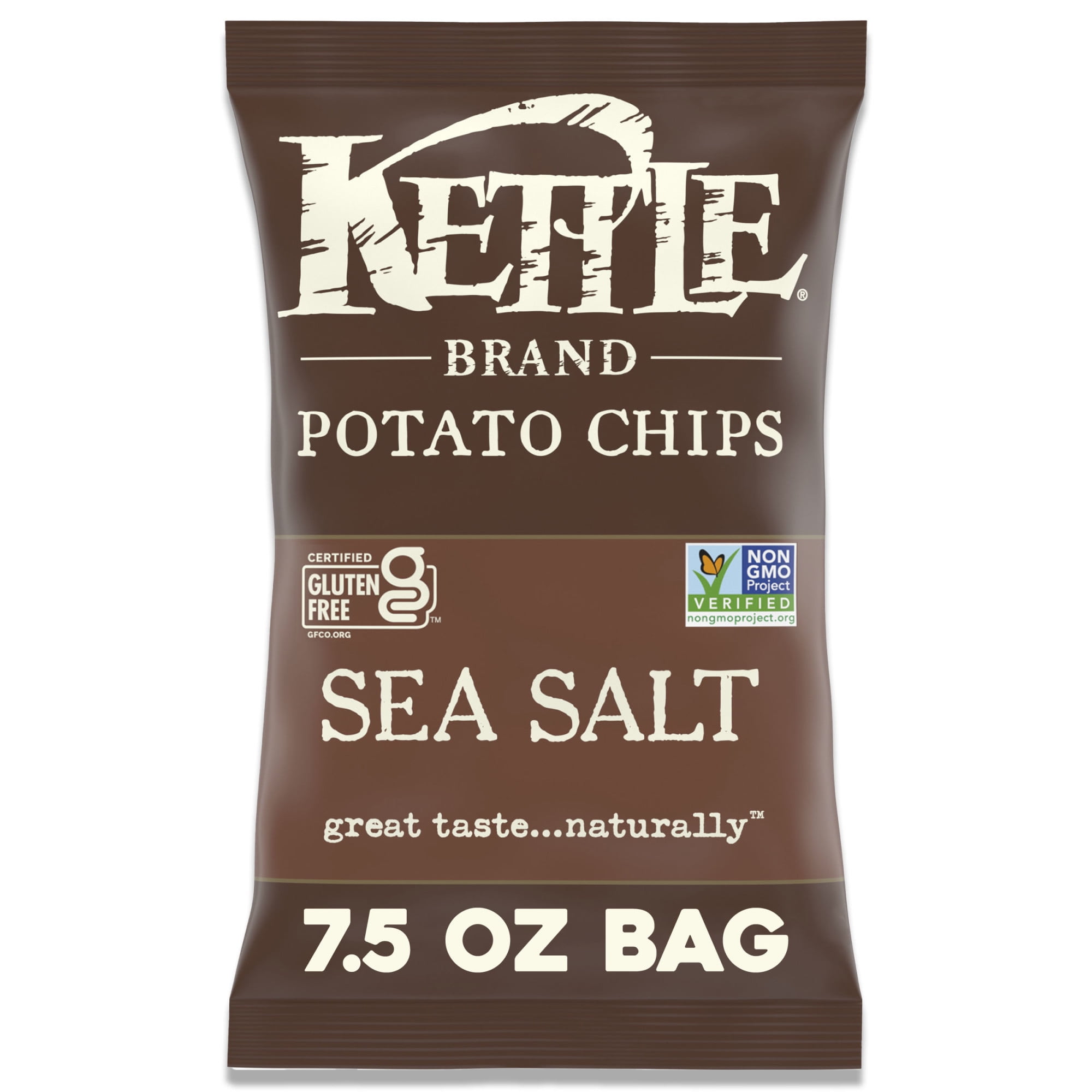 Kettle Brand Sea Salt Kettle Potato Chips, Gluten-Free, Non-GMO, 7.5 oz Bag