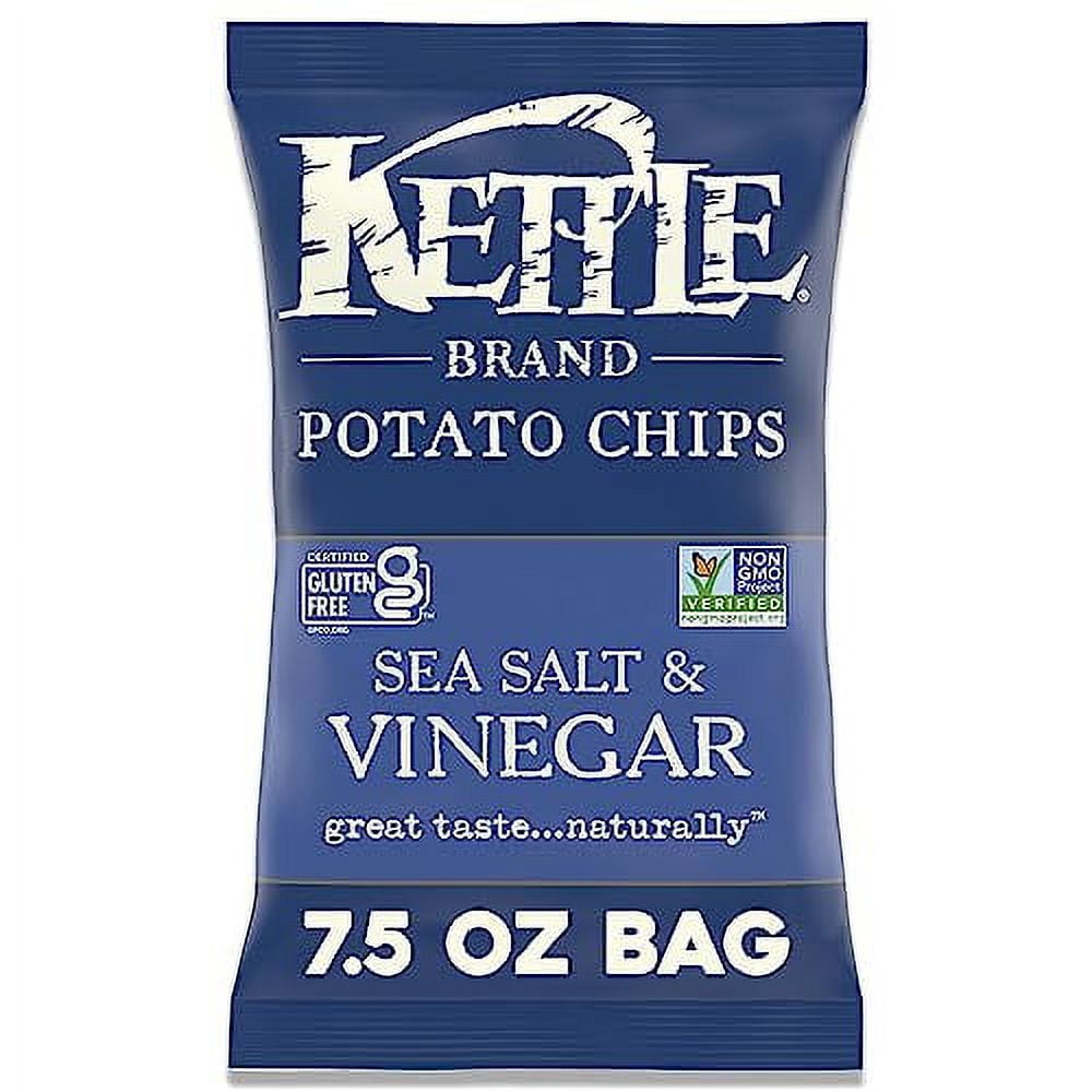 Kettle Brand Sea Salt and Vinegar Kettle Potato Chips, GlutenFree, NonGMO, 7.5 oz Bag
