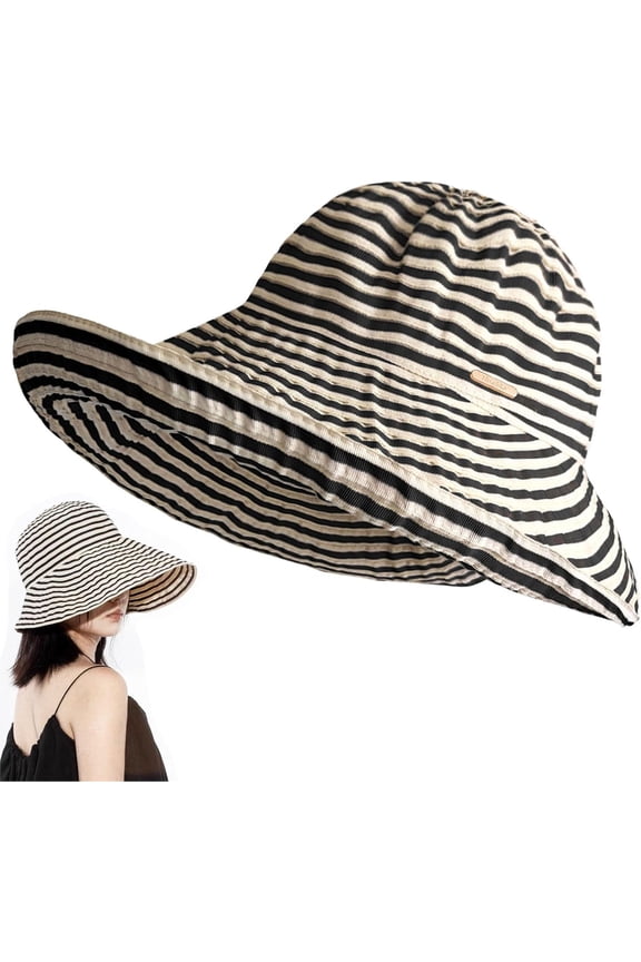 Kettle Brim Sun Hats for Women Lanai Hat Floppy Packable SPF UPF 50 UV Protection Beach Vacation Hat Striped