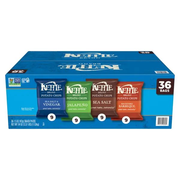 Kettle Chip Brand Potato Chips, Variety Pack, 1.5 oz, 36 ct