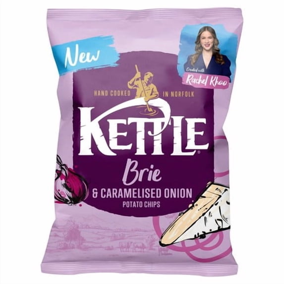 Kettle Chips Brie & Caramelised Onion 130g, British Import (Pack of 3)