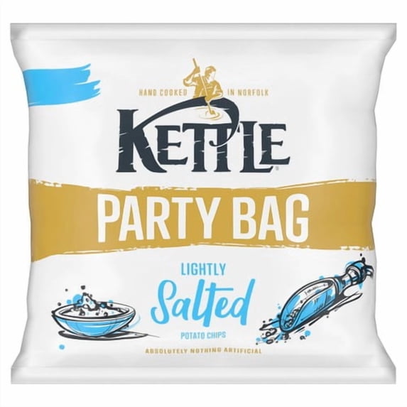 Kettle Chips Lightly Salted Party Bag 260g, British Import (Pack of 3)