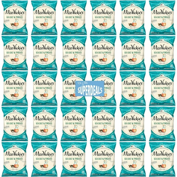Kettle Cooked Potato Chips by Miss Vickie's Value Pack Bundled by SUPERDEALS | 1.375 Oz Bag | Sea Salt & Vinegar | Pack of 30 with mystery gift