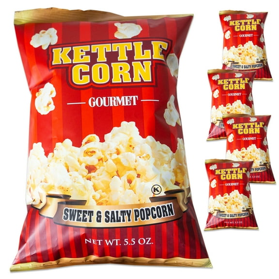 Kettle Corn Popcorn - Sweet Salty Savory - Gourmet Delicious Buttery Flavor - 4, 5.5oz Bags