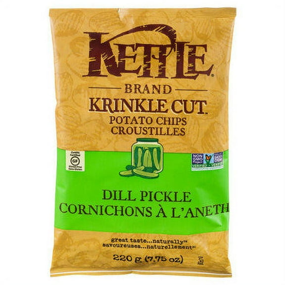 Kettle Dill Pickle Krinkle Cut Potato Chips, 220g/7.8 oz