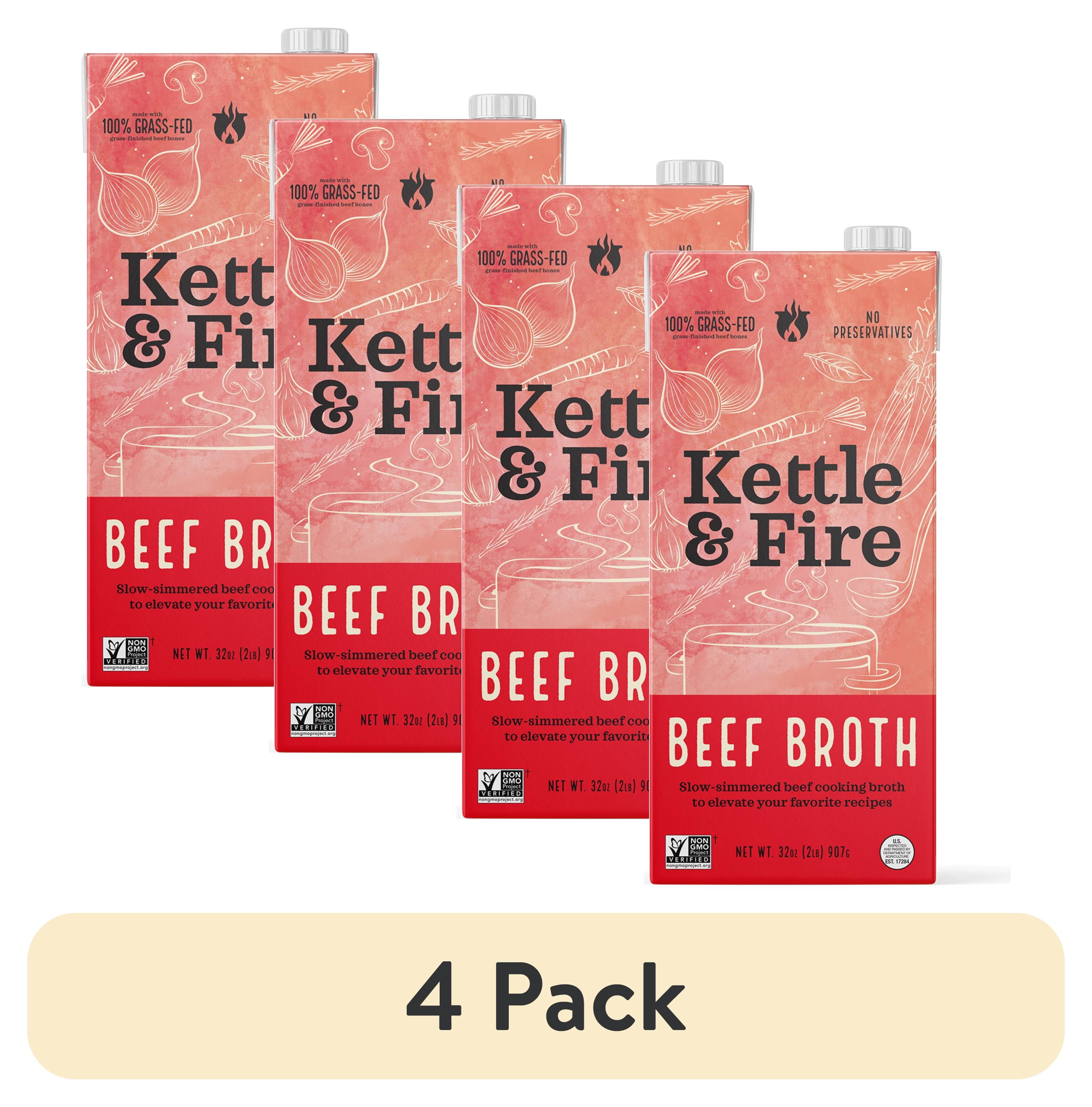(4 pack) Kettle & Fire Beef Cooking Broth Made with 100 GrassFed Beef