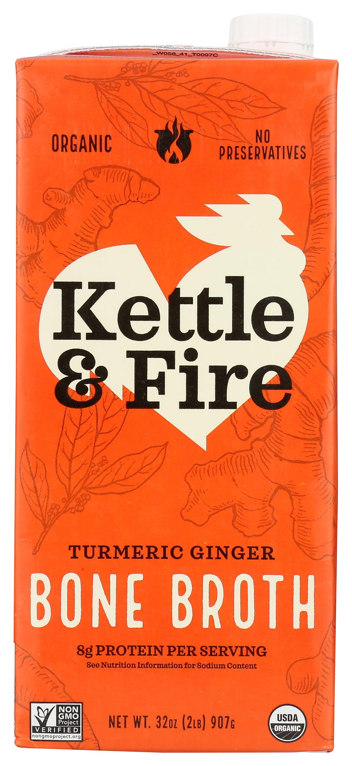 Kettle & Fire Broth Bone Chicken Turmeric Ginger (8 Pack) 32 oz