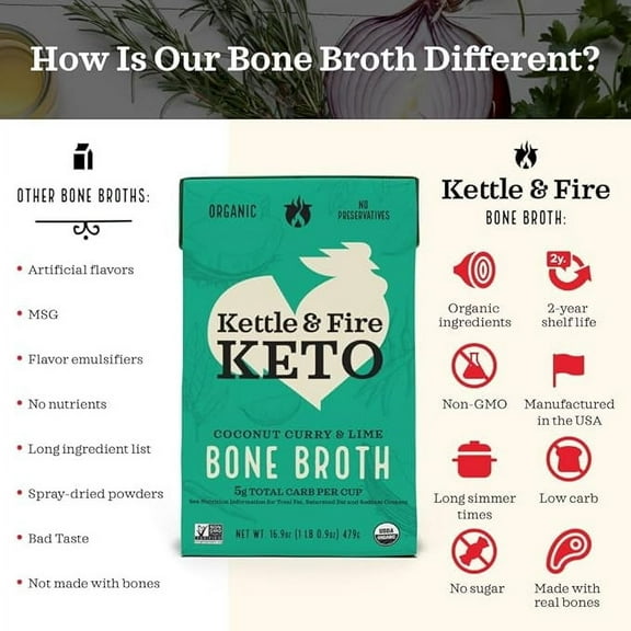 Kettle & Fire Coconut Curry And Lime Bone Broth, 16.9 oz