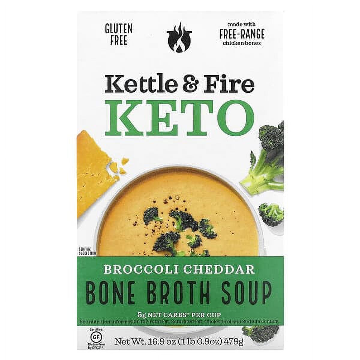 Kettle & Fire, Keto, Bone Broth Soup, Broccoli Cheddar, 16.9 oz