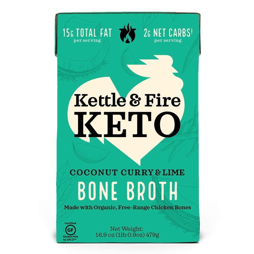 Kettle & Fire Keto Coconut Curry & Lime Bone Broth 16.9 oz Pack of 4