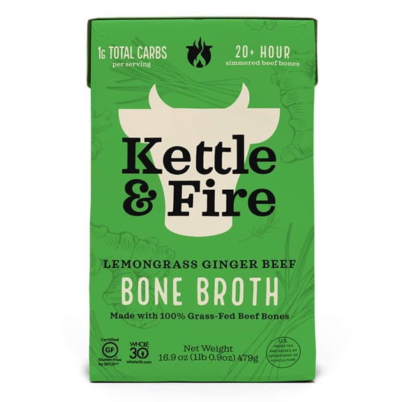 Kettle & Fire Lemongrass Ginger Beef Bone Broth 16.9 oz