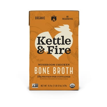 Kettle & Fire Mushroom Chicken Bone Broth, Shelf-Stable, 16.9 oz