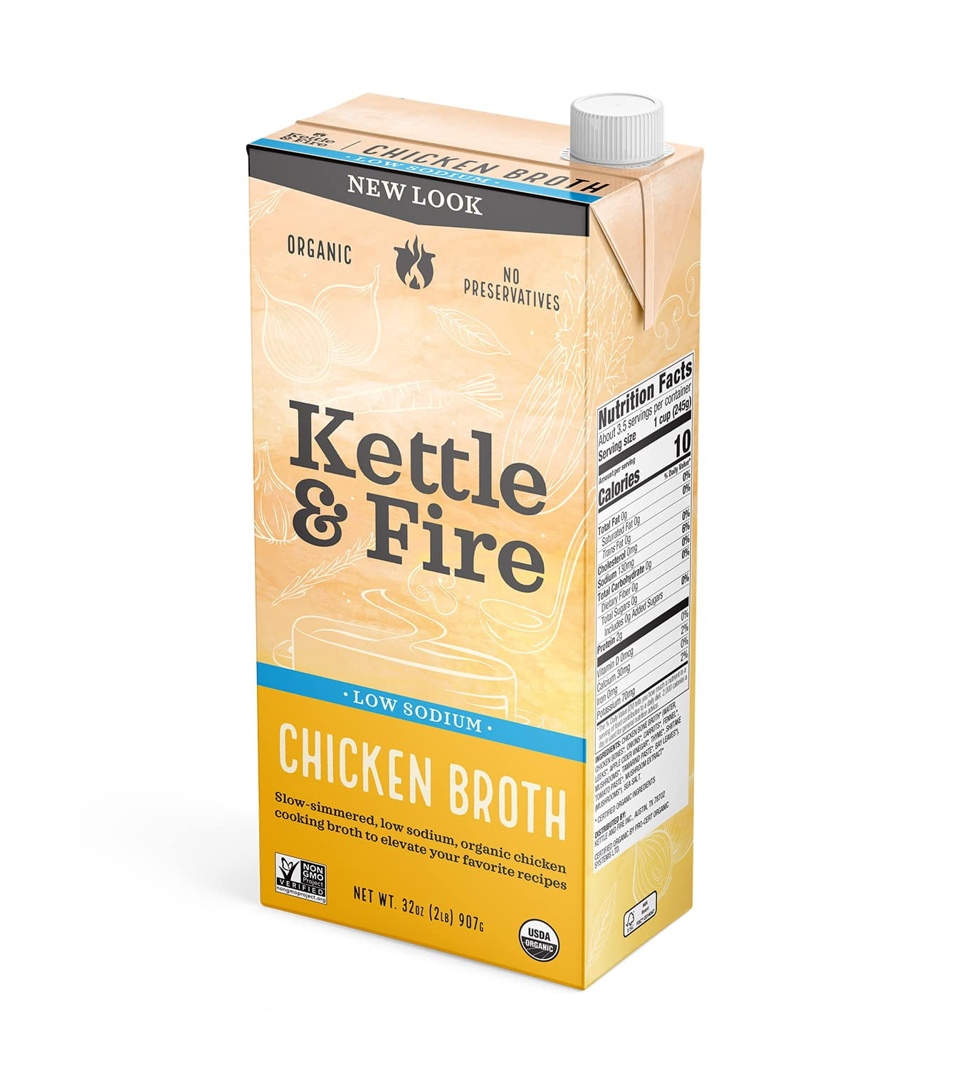 Kettle & Fire Organic Low Sodium Chicken Broth 32 fl oz