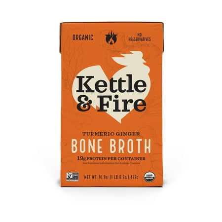 Kettle & Fire Turmeric Ginger Chicken Bone Broth, Shelf-Stable, 16.9 oz