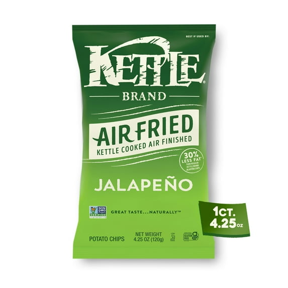 Kettle Foods Potato Chips Jalapeno Air Fried 4.25 oz (Pack Of 15)
