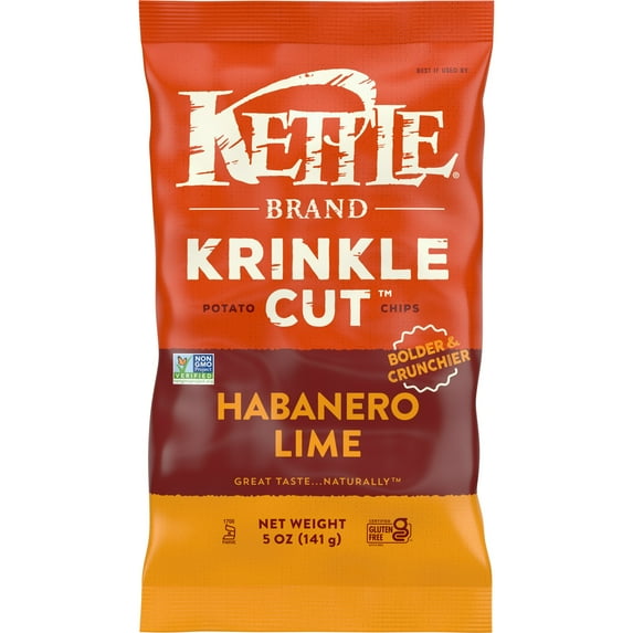 Kettle Foods Potato Chips Krinkle Habanero Lime 5 oz (Pack of 15)