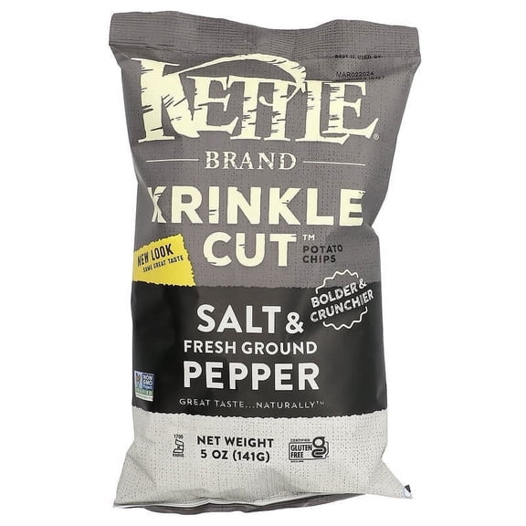 Kettle Foods, Potato Chips, Salt & Fresh Ground Pepper, 5 oz Pack of 2