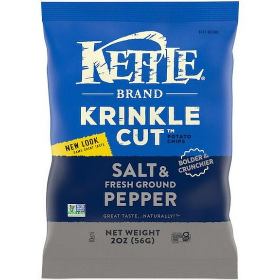 Kettle Foods Sea Salt and Pepper Krinkle Cut Potato Chips, 2 Ounce Bag -- 6 per Case.