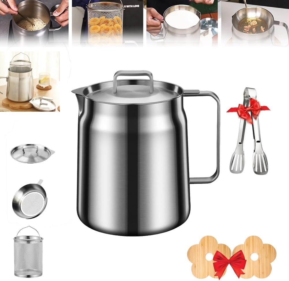 Kettle Fryer with Basket and Strainer,Stove Top Fryer,Stove Top Deep ...