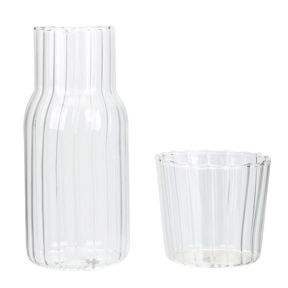 REOFLYUP Clear Glass Water Carafe for Home and Bedside Use, Simple Practical Design, Household Jug, 1 Set
