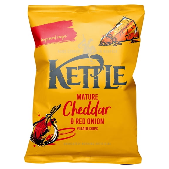 Kettle Mature Cheddar & Red Onion Chips 40g, Imported from Britain