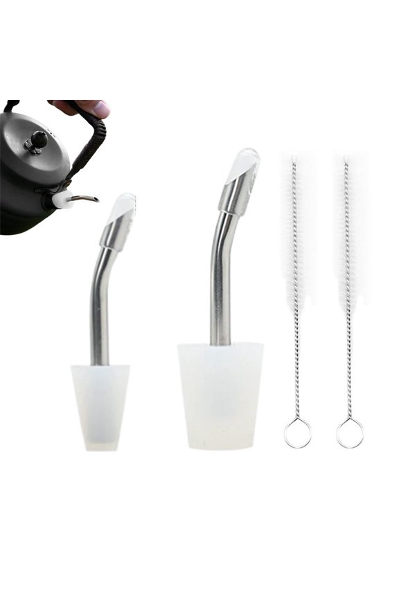 Kettle Pour Over Spout Adapter for Coffee Brewing - Silicone & Stainless Steel, 1 Set