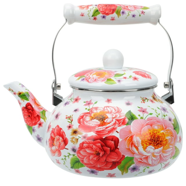 Kettle Tea Teapot Enamel Water Pot Stovetop Floral Kettles Porcelain