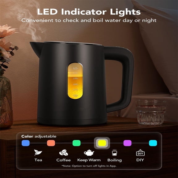 Kettle Temperature Control 1.7L, 1500w WiFi Tea Kettle Electric with LED Indicator Lights, Remotely Control, 2H Keep Warm, 4 Presets Hot Water Boiler for Tea & Coffee