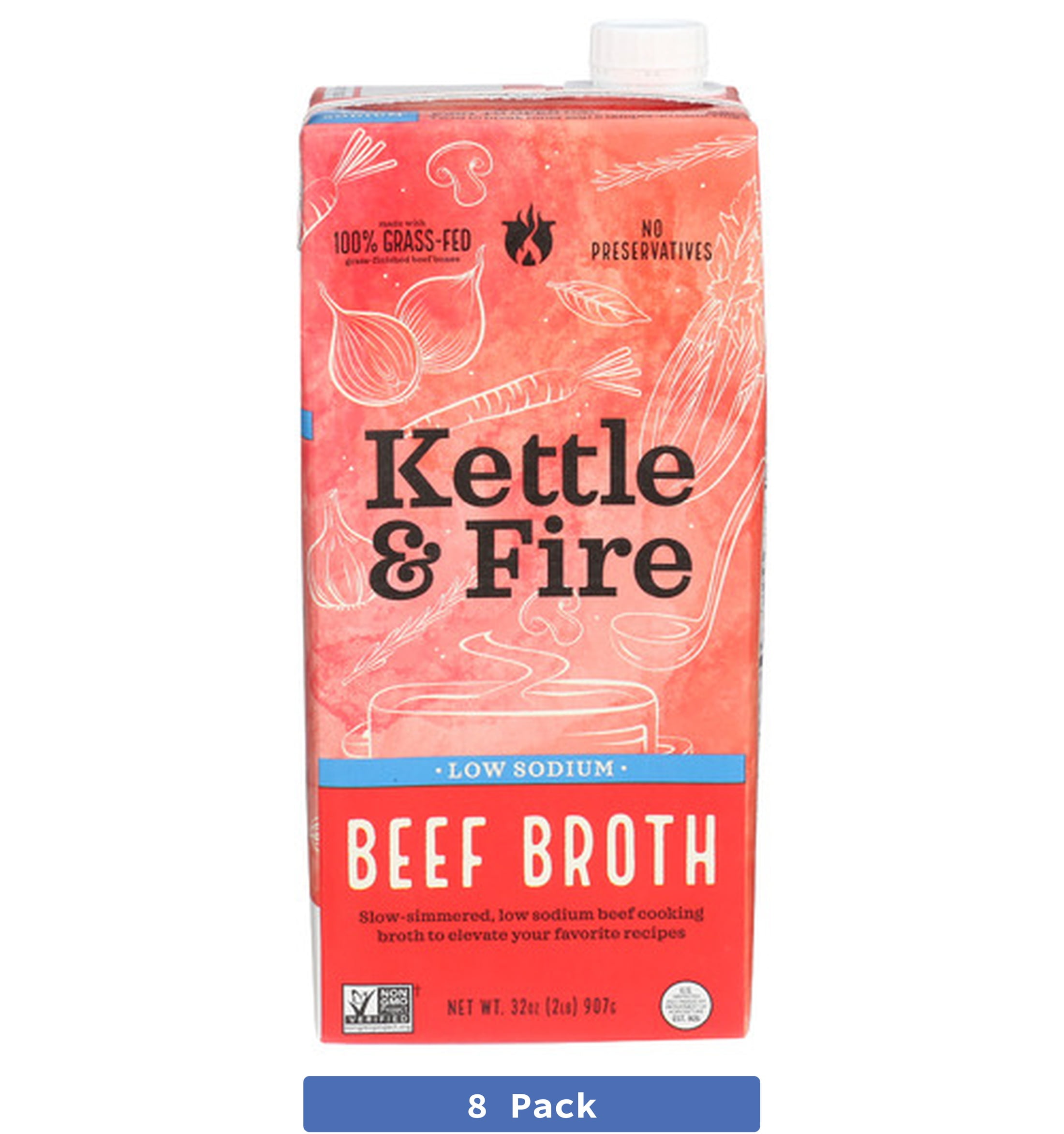 Kettle and Fire Beef Bone Broth Cooking Liquid 32 oz (Pack Of 8)