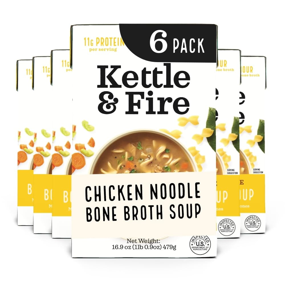 Kettle and Fire Chicken Noodle Soup with Bone Broth, Keto Friendly