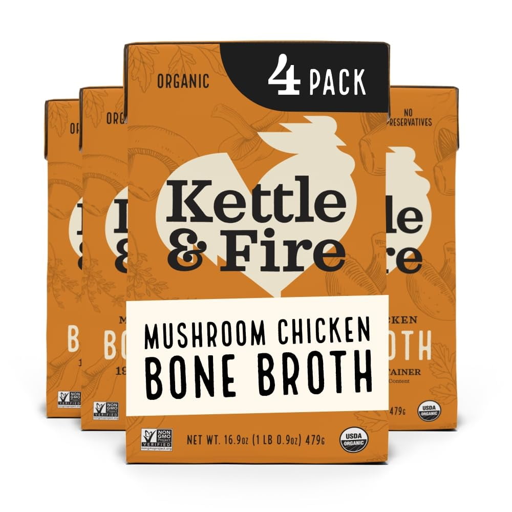 Kettle and Fire Mushroom Chicken Bone Broth, Keto, Paleo and Whole 30