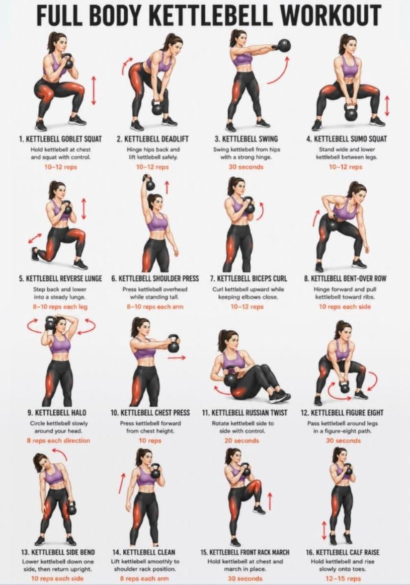 Simplest Exercise Routine For Kids Kettlebell Exercise Poster for Daily Home Workout and Simple Fitness ...