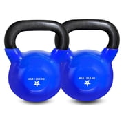 Yes4All 45 Pound Kettlebells, 1 Pair Vinyl Coated Cast Iron Weights for Home Gym, Blue