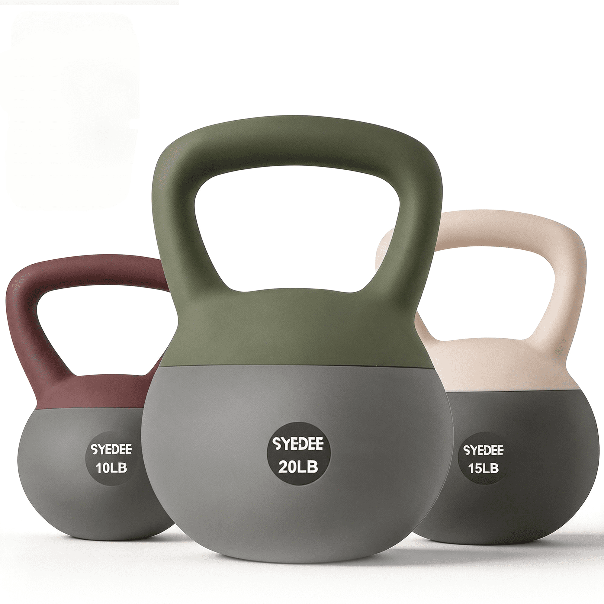 Syedee Soft Kettlebell Set –10lbs, 15lbs, 20lbs Anti-Slip Grip